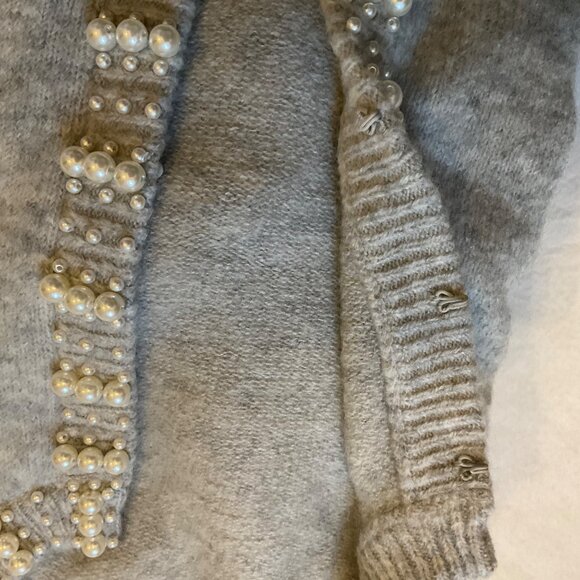 NWT Maje Pearl wool sweater Cardigan Gray SZ3 US8 bust40 - Picture 8 of 8